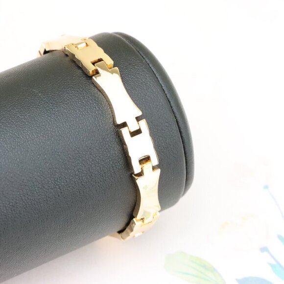 "Glossy Rose Gold Bracelet with Modern Curved Link Design, XPBL0876 - Picture 5 of 12